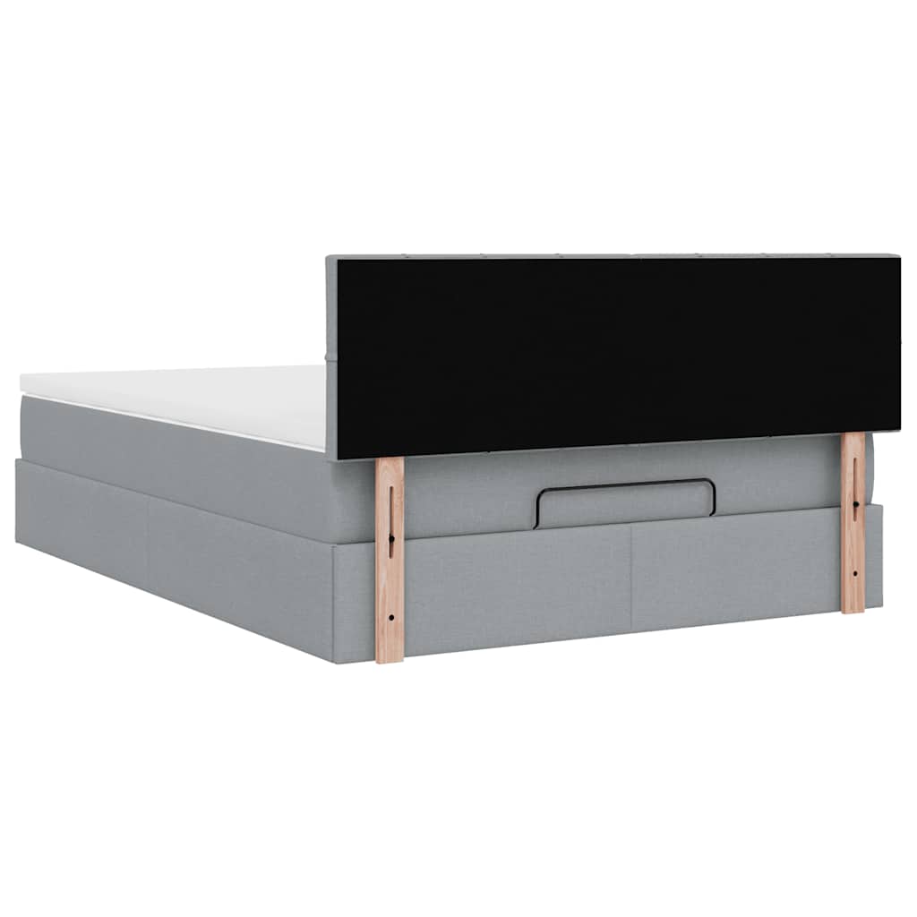 Otomanski krevet s madracem&LED svijetlosivi 140x190 cm tkanine