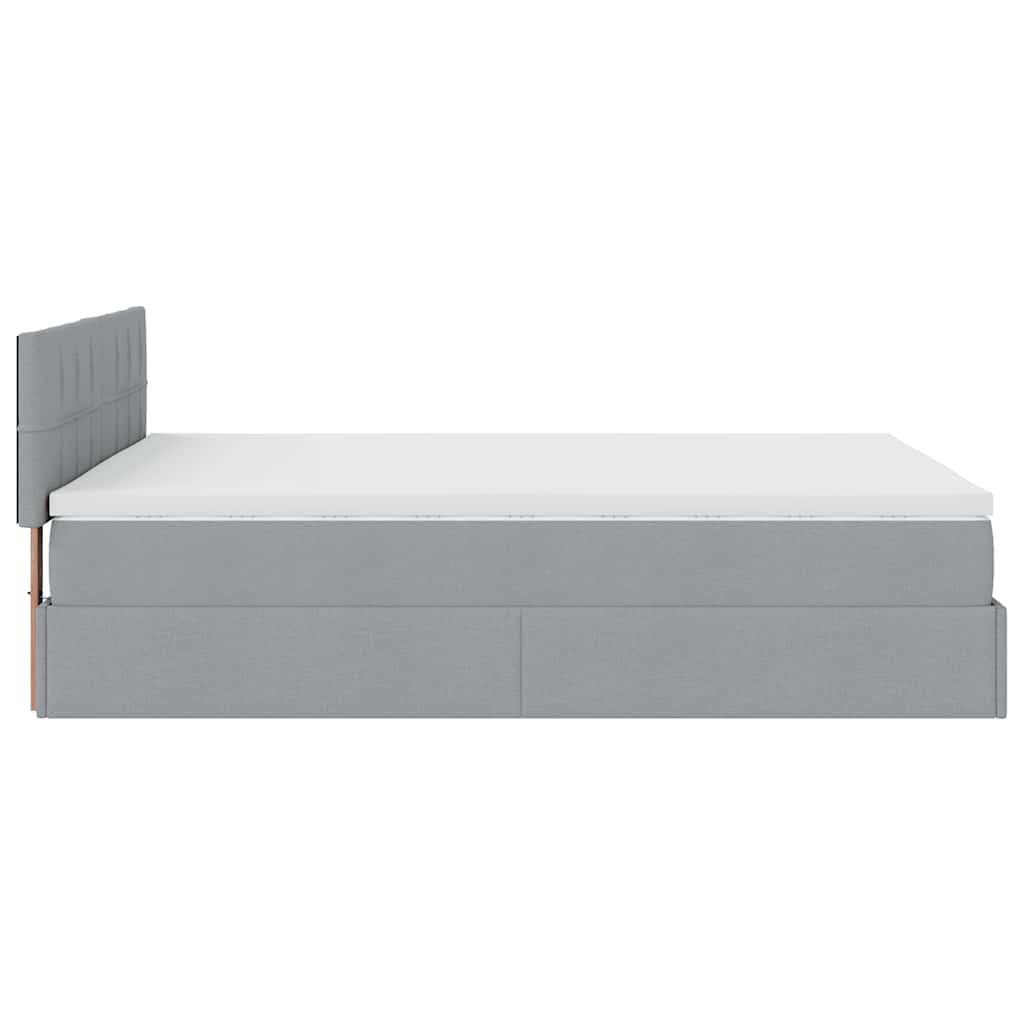 Otomanski krevet s madracem&LED svijetlosivi 140x190 cm tkanine