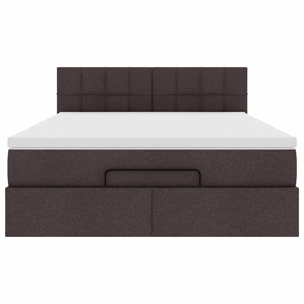 Otomanski krevet s madracem i LED tamnosmeđi 140x190 cm tkanine