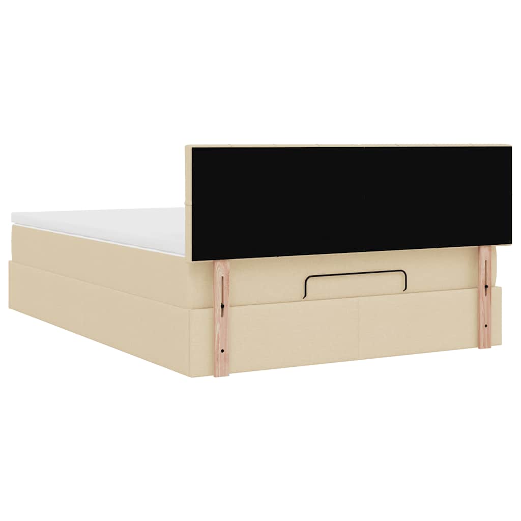 Otomanski krevet s madracem i LED krem 140x190 cm tkanine
