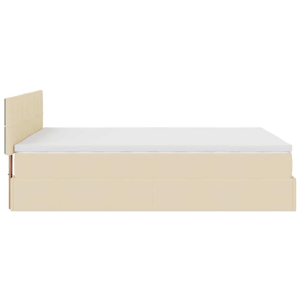 Otomanski krevet s madracem i LED krem 140x200 cm tkanine