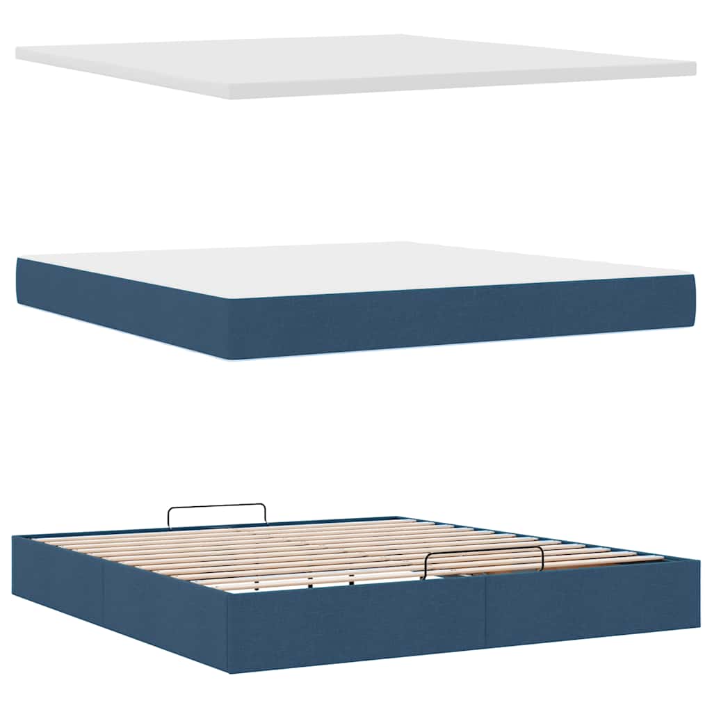 Otomanski krevet s madracem i LED plavi 180x200cm od tkanine