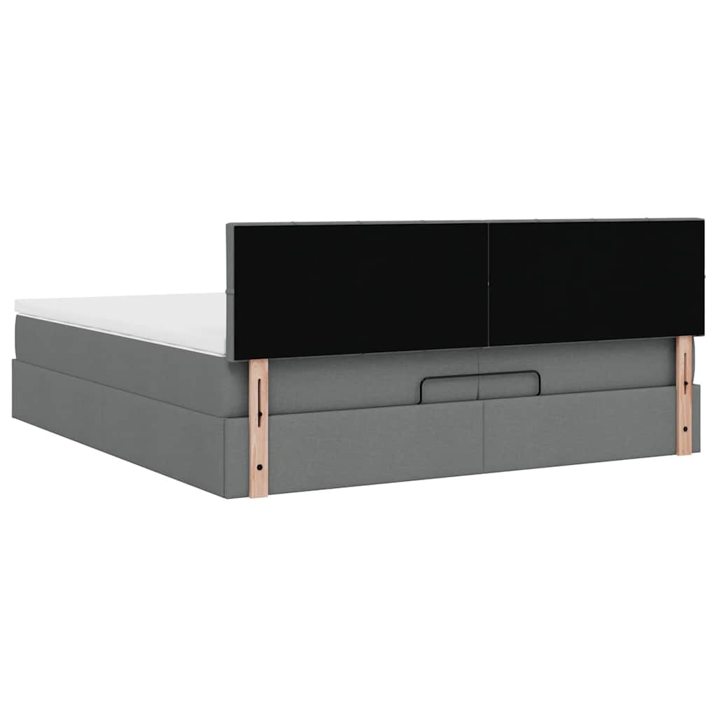Otomanski okvir kreveta s madracima tamnosivi 200x200cm tkanine