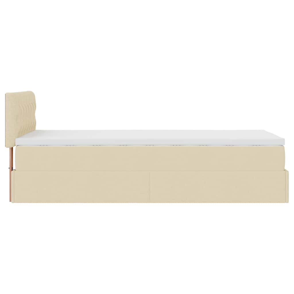 Otomanski okvir kreveta s madraca krem 80x200cm od tkanine
