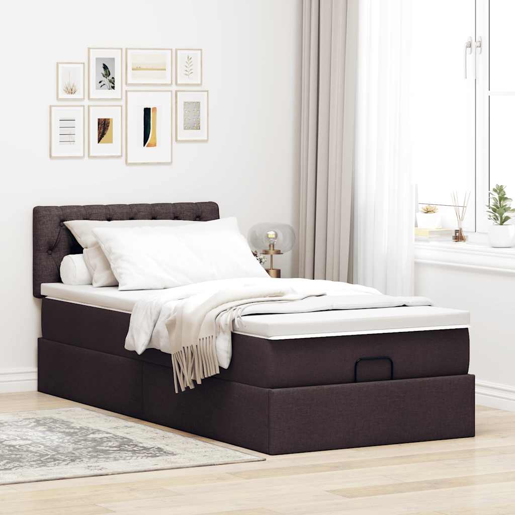 Otomanski krevet s madracem tamnosmeđi 100x200 cm tkanine