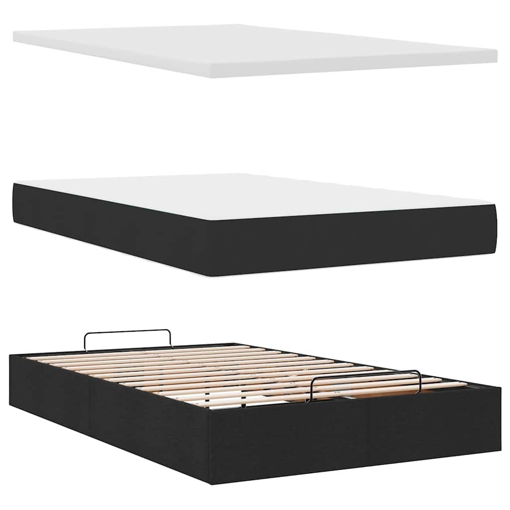 Otomanski krevet madracem i LED crna 120x190 cm tkanina