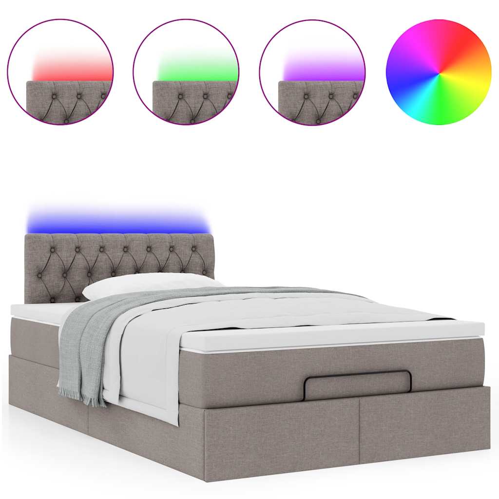 Otomanski krevet madracem i LED Taupe 120x190 cm tkanina
