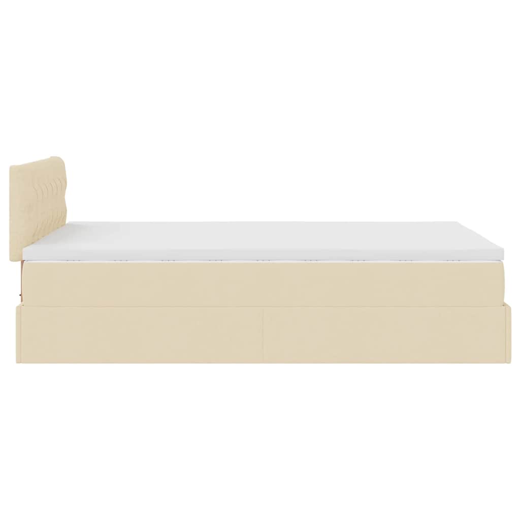 Otomanski krevet madracem i LED krem 120x190 cm tkanina