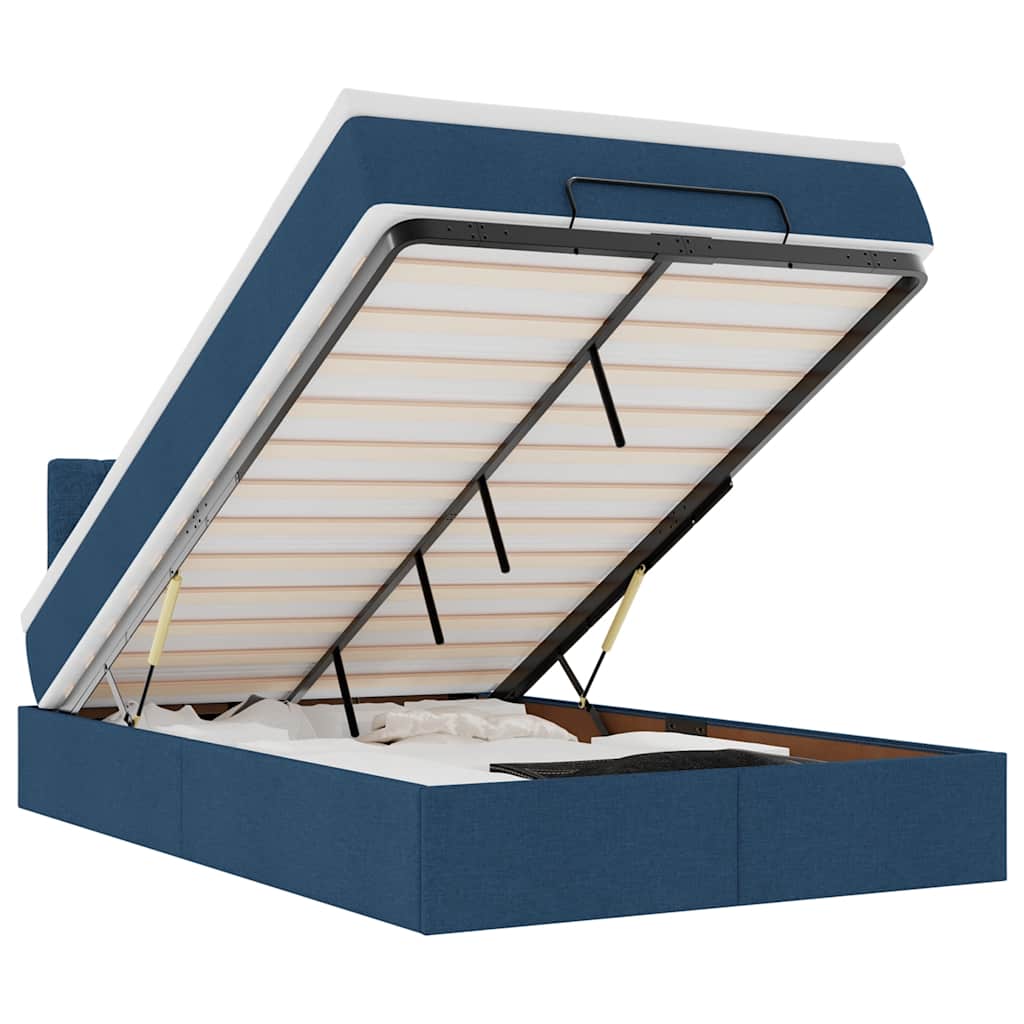 Otomanski krevet madracem i LED plava 120x190 cm tkanina