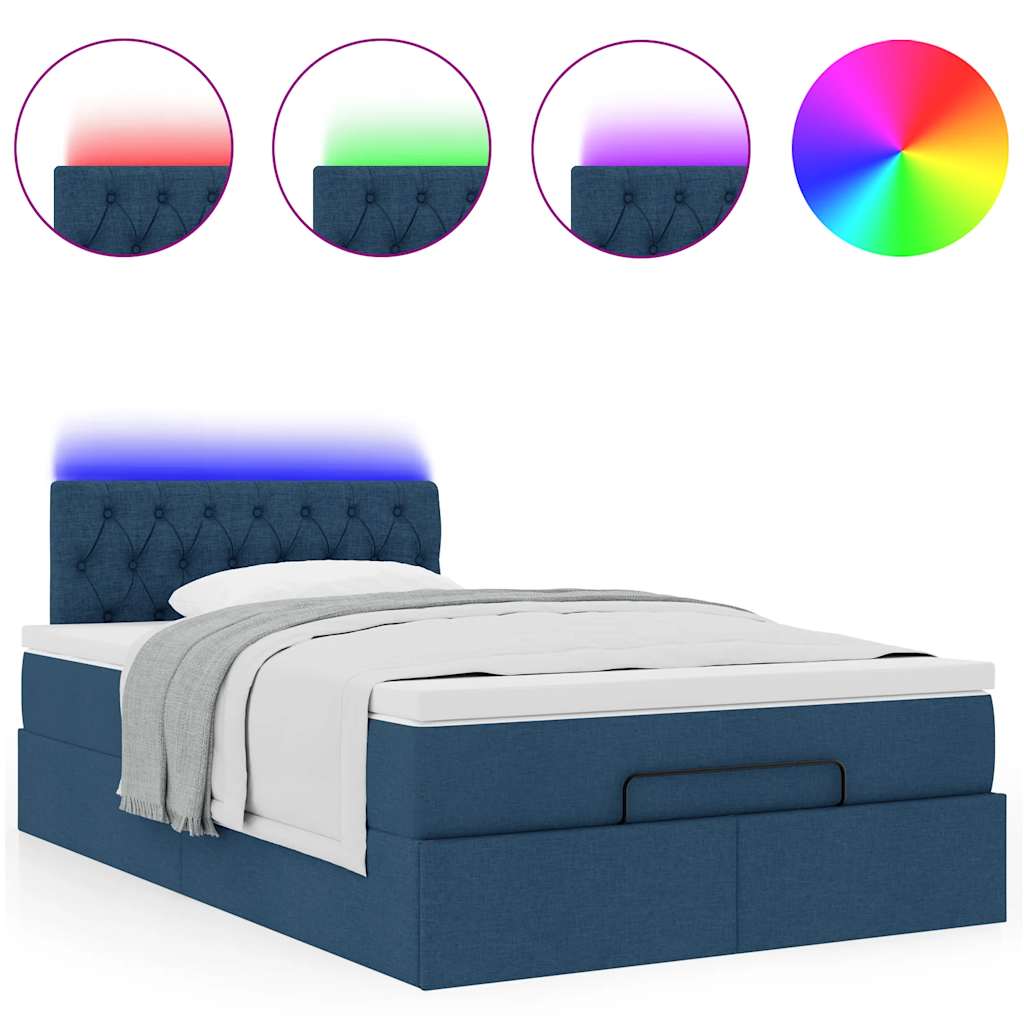 Otomanski krevet madracem i LED plava 120x190 cm tkanina