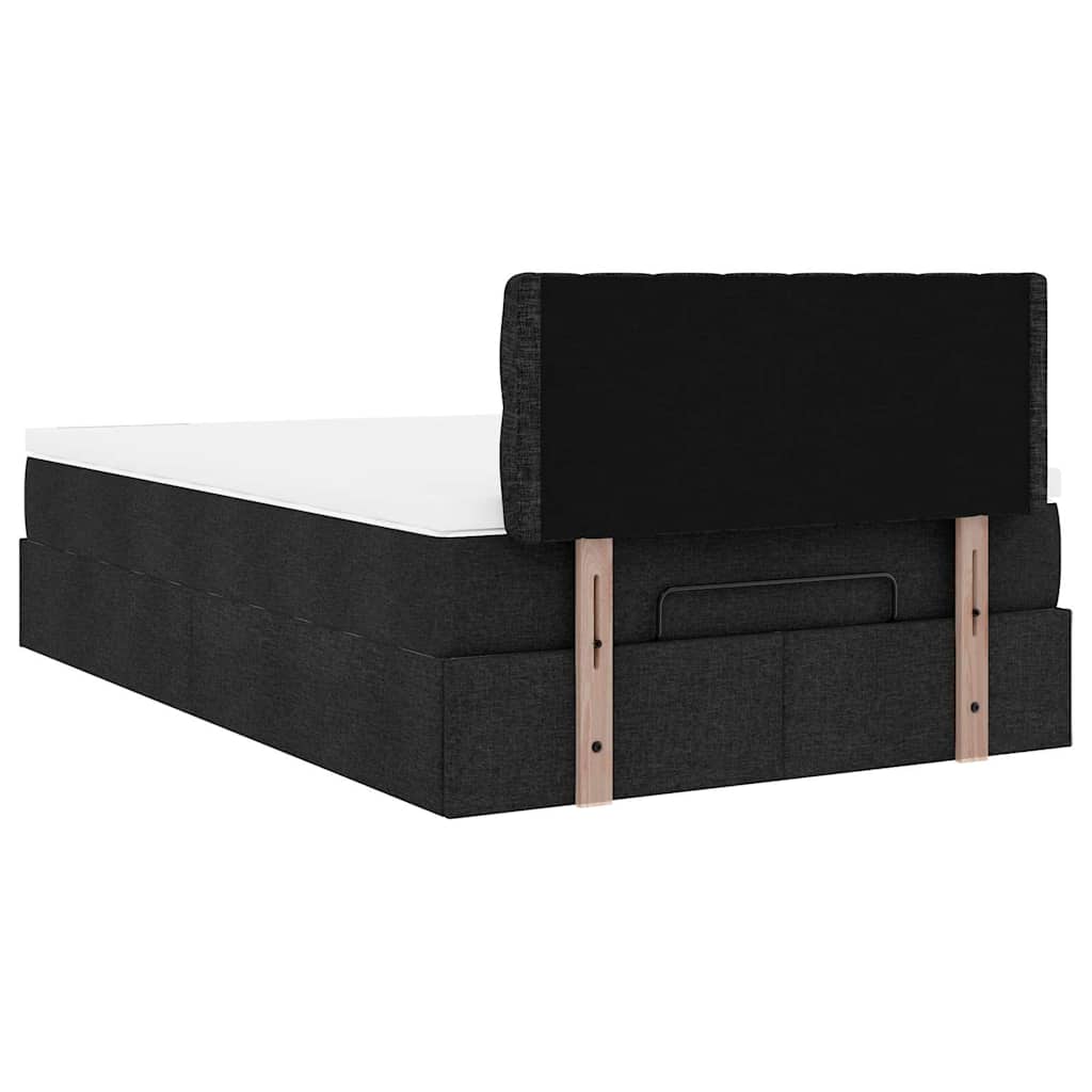 Otomanski krevet s madracem crni 120x200 cm tkanine