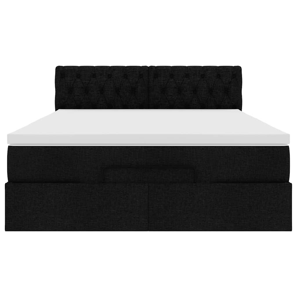 Otomanski krevet s madracem i LED crni 140x190 cm tkanine