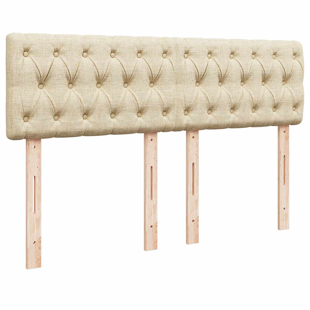 Otomanski krevet s madracem i LED krem 140x200 cm tkanine