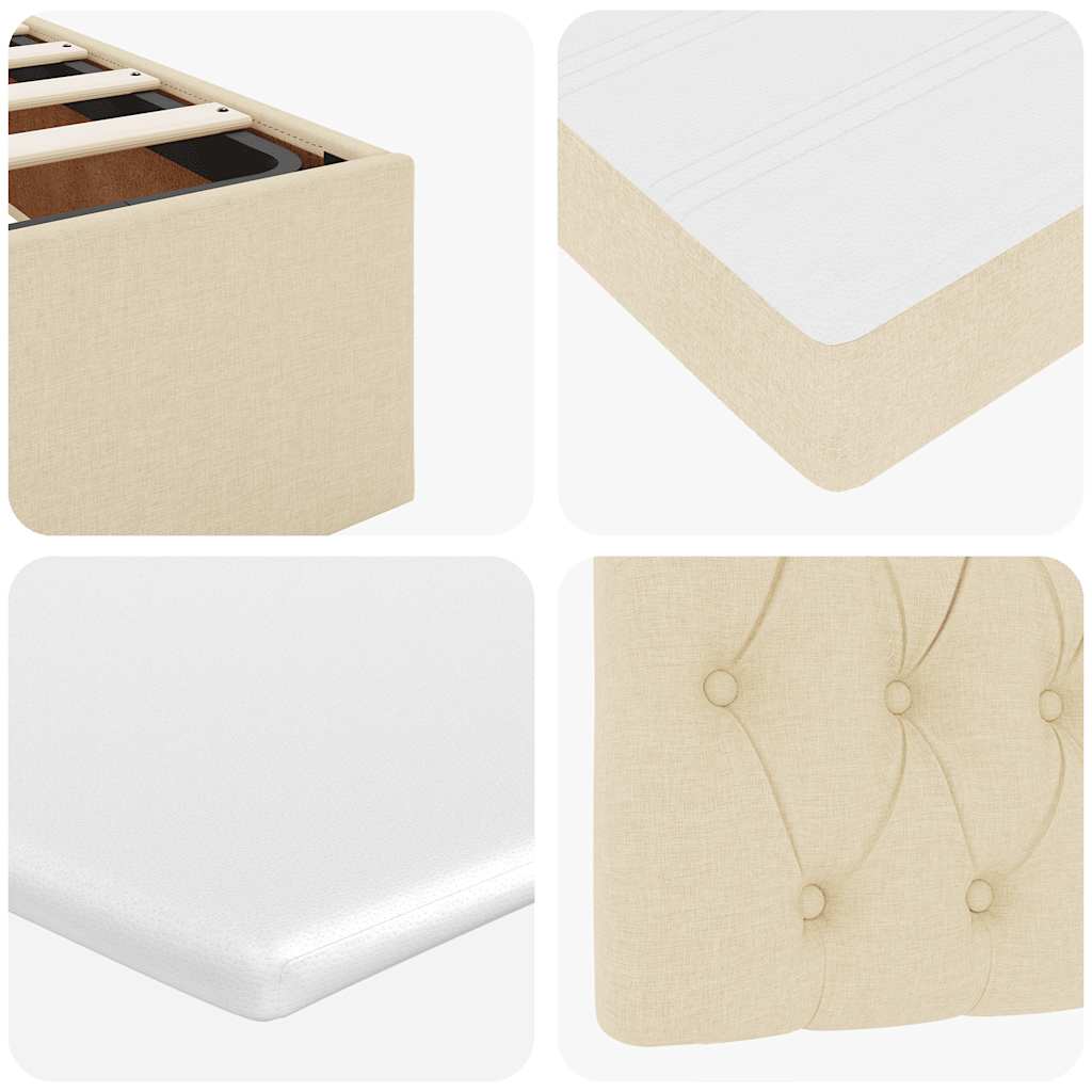 Otomanski krevet s madracem i LED krem 180x200cm od tkanine