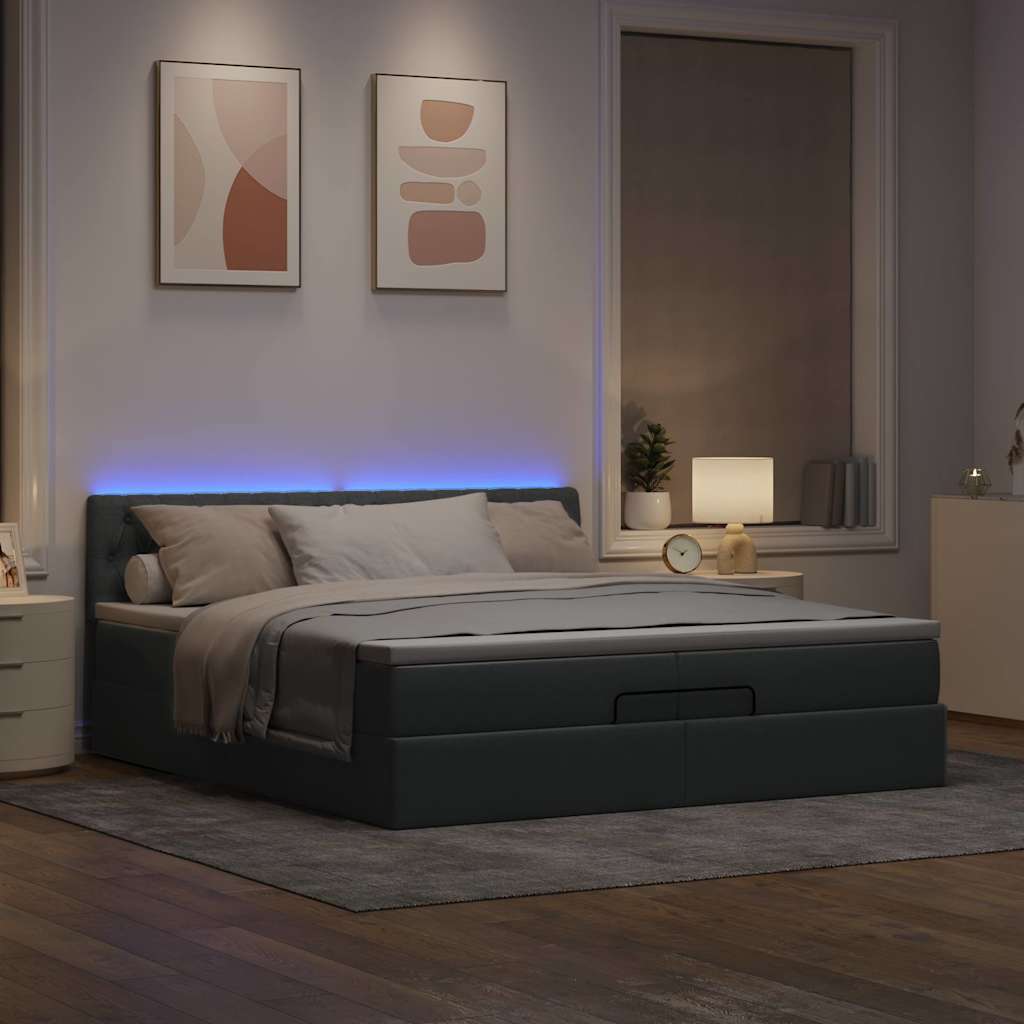 Okvir kreveta s madracima svijetlosivi 200x200cm od tkanine