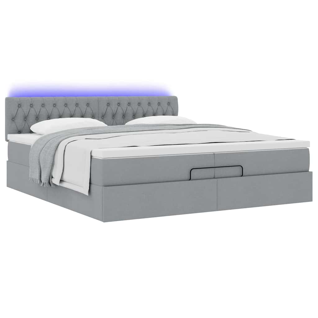 Okvir kreveta s madracima svijetlosivi 200x200cm od tkanine