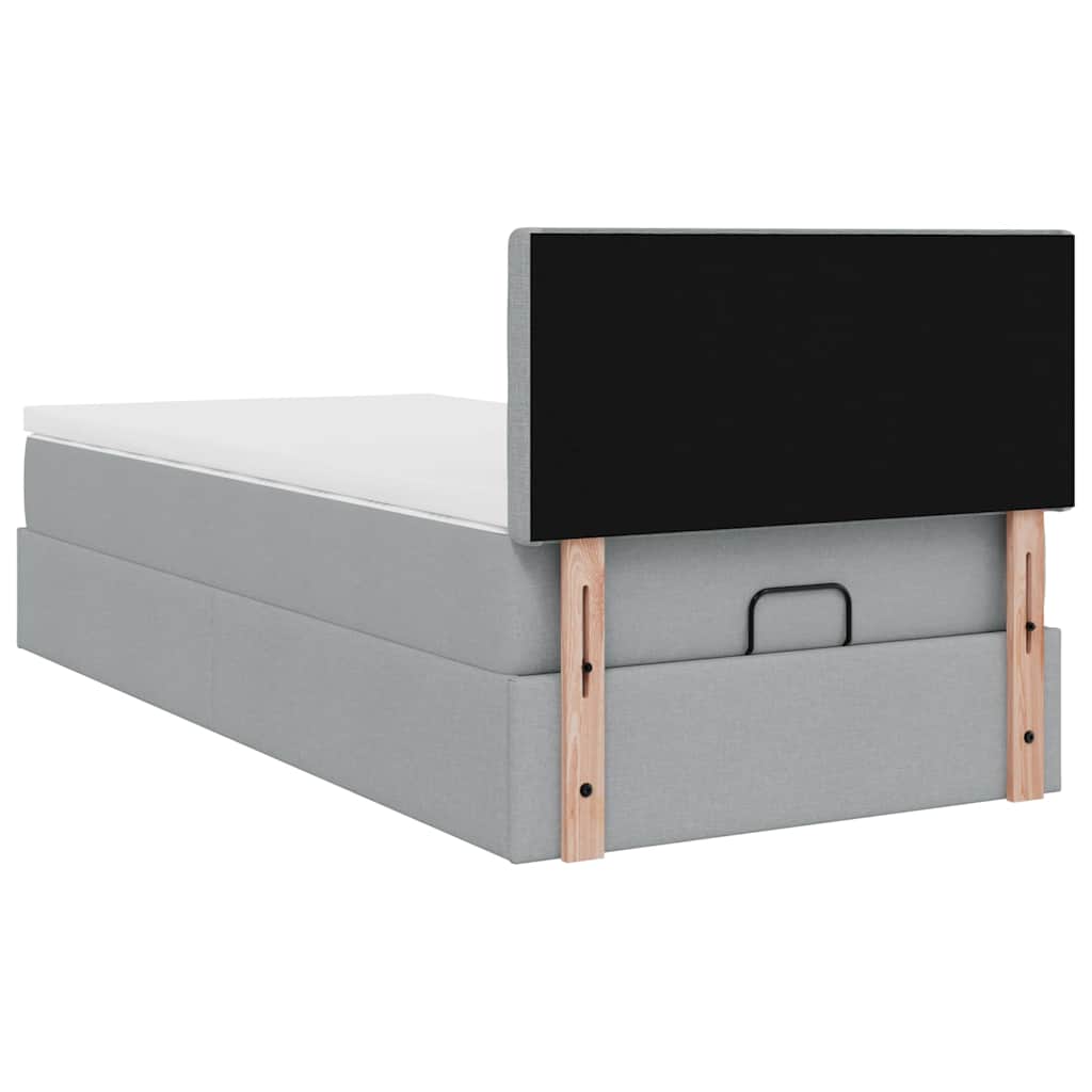 Otomanski krevet s madracem i LED svijetlosiva 80x200cm tkanina