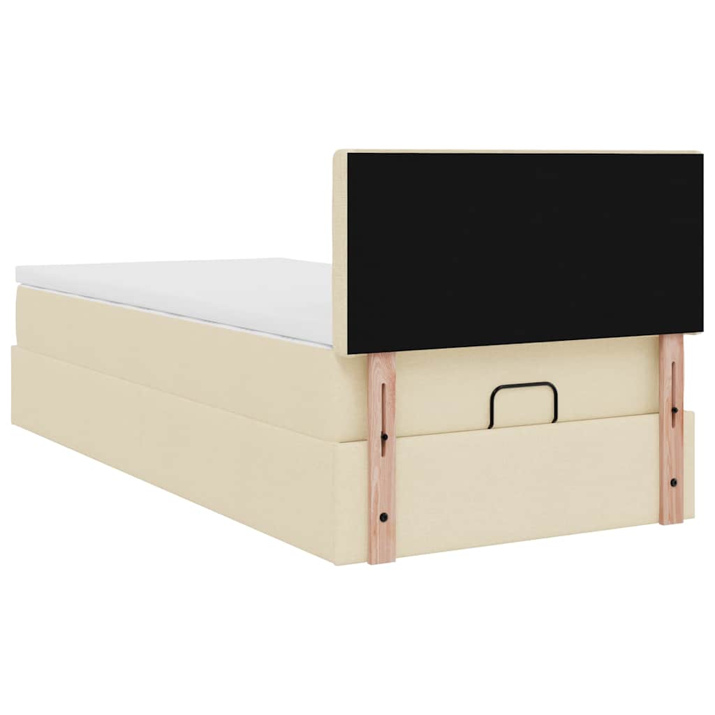 Otomanski okvir kreveta s madraca krem 90x190cm od tkanine