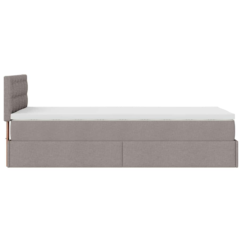 Otomanski krevet s madracem i LED smeđesivi 90x200 cm tkanine