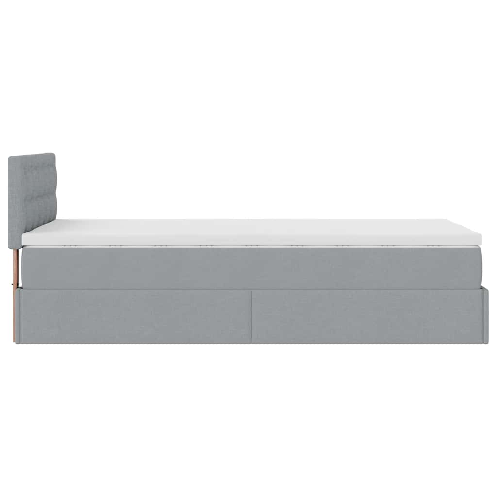 Otomanski krevet s madracem svijetlosivi 100x200 cm tkanine