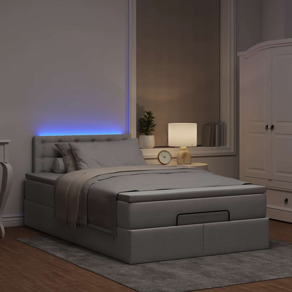 Otomanski krevet madracem i LED Taupe 120x190 cm tkanina