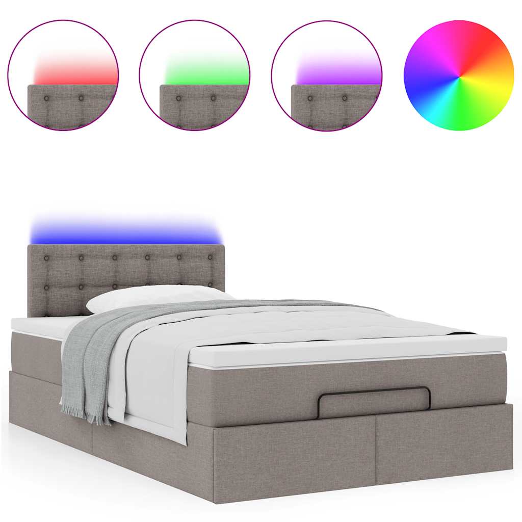 Otomanski krevet madracem i LED Taupe 120x190 cm tkanina