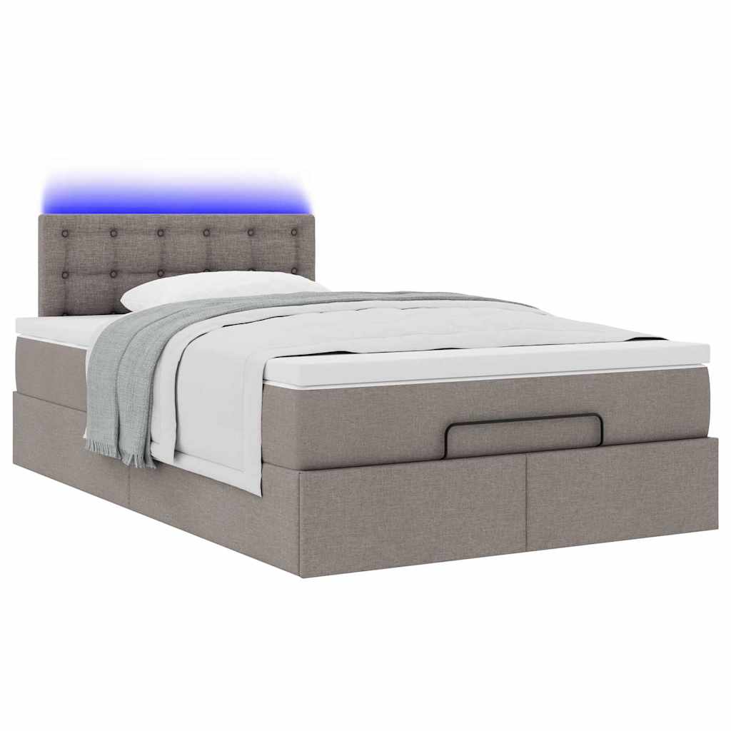 Otomanski krevet madracem i LED Taupe 120x190 cm tkanina