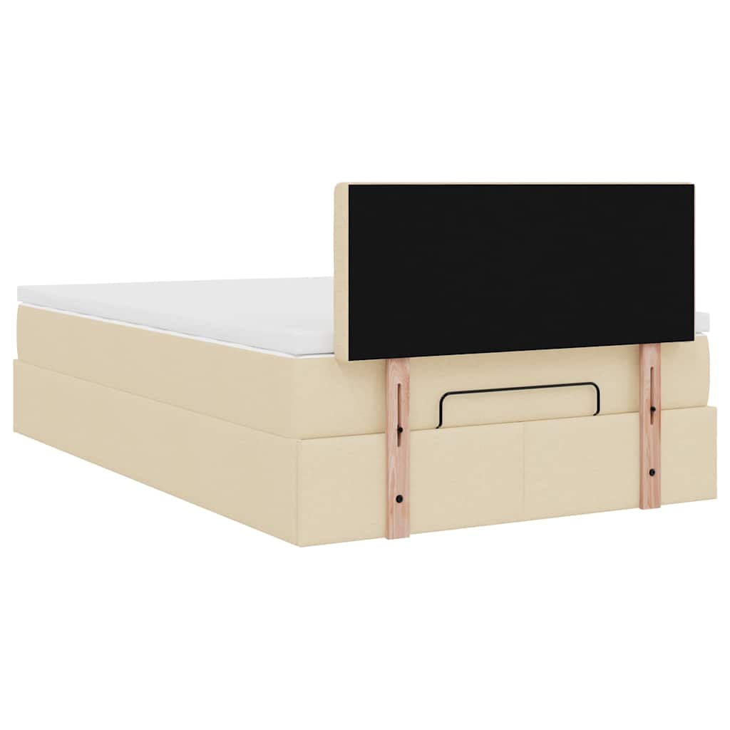 Otomanski krevet madracem i LED krem 120x190 cm tkanina