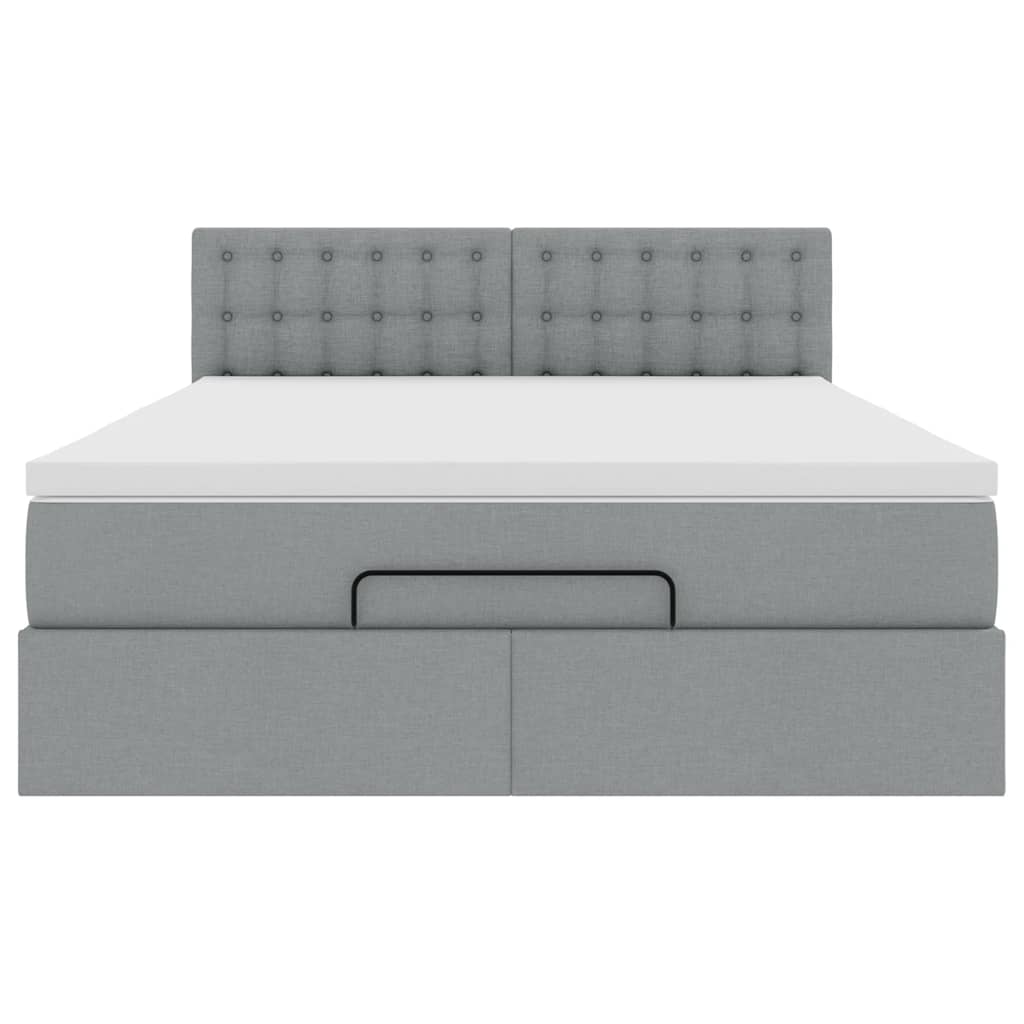 Otomanski krevet s madracem&LED svijetlosivi 140x190 cm tkanine