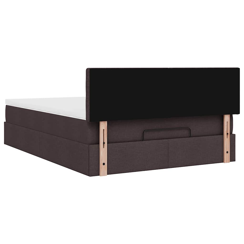Otomanski krevet s madracem i LED tamnosmeđi 140x190 cm tkanine