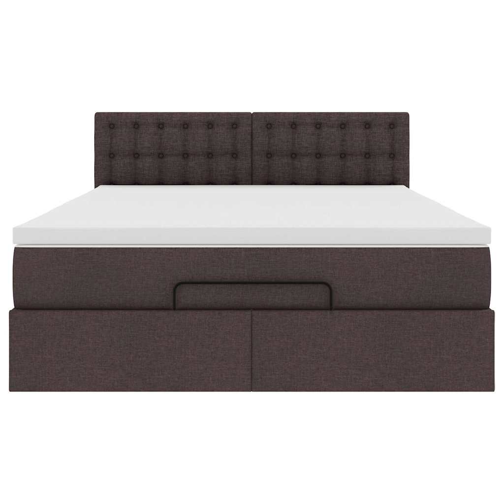 Otomanski krevet s madracem i LED tamnosmeđi 140x190 cm tkanine