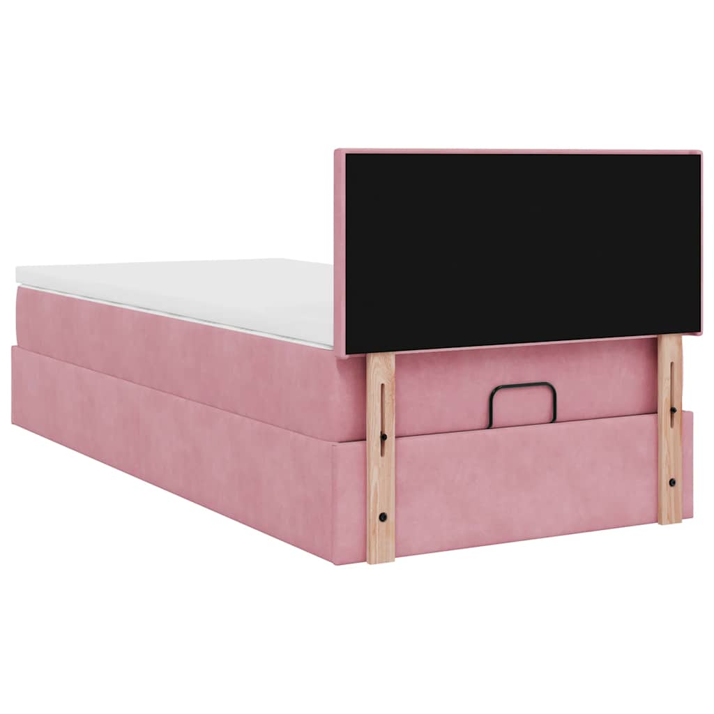 Otomanski krevet s madracem i LED ružičasti 80x200cm baršun