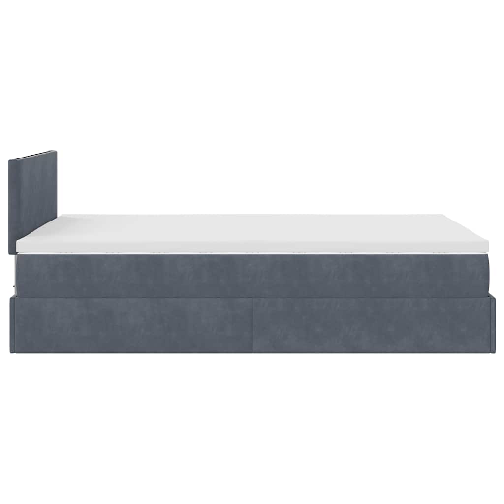 Otomanski krevet s madracem i LED tamnosivi 120x190cm baršun