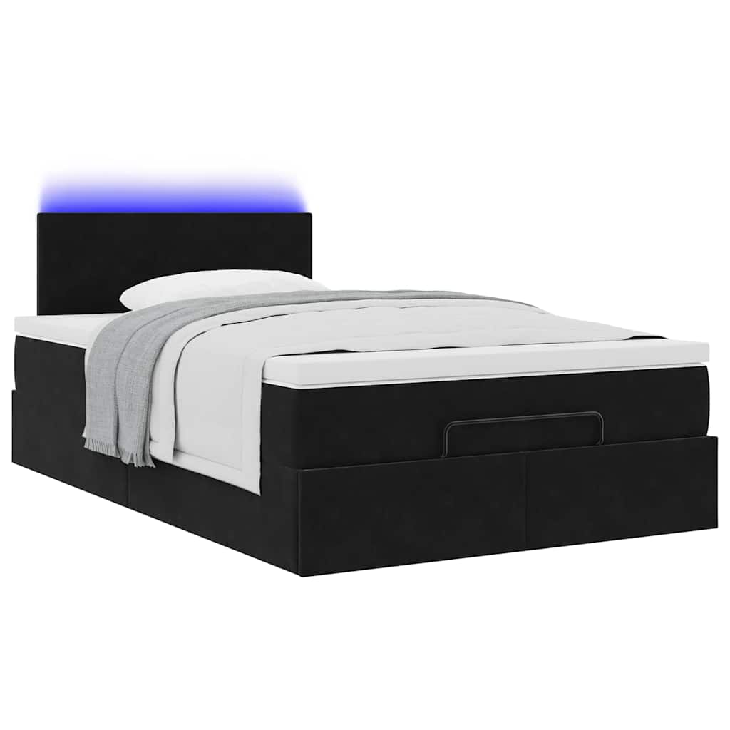 Otomanski krevet madracem i LED crna 120x190 cm baršun