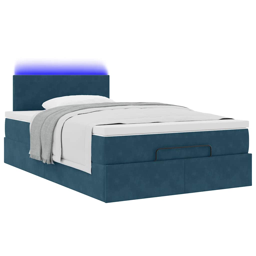 Otomanski krevet s madracem i LED tamnoplavi 120x190cm baršun