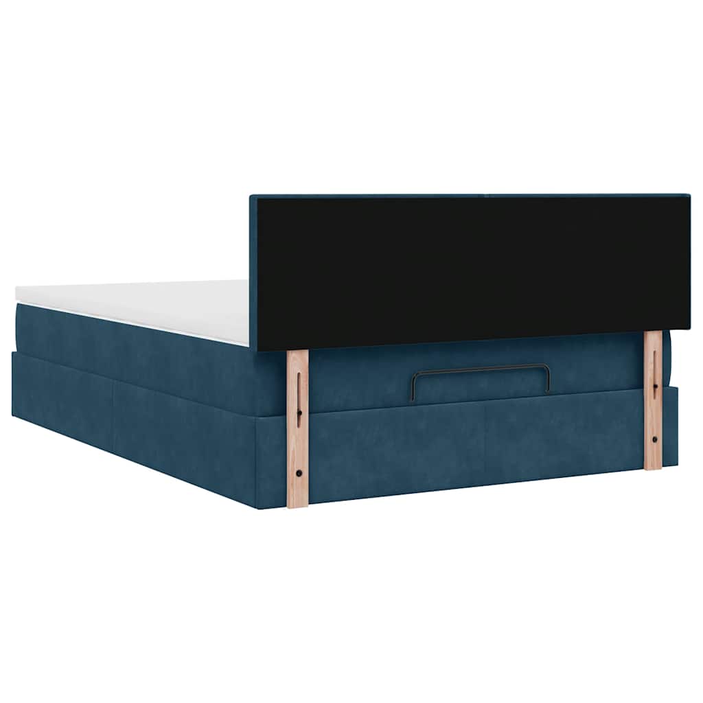 Otomanski krevet s madracem&LED tamnoplavi 140x190cm baršunasti