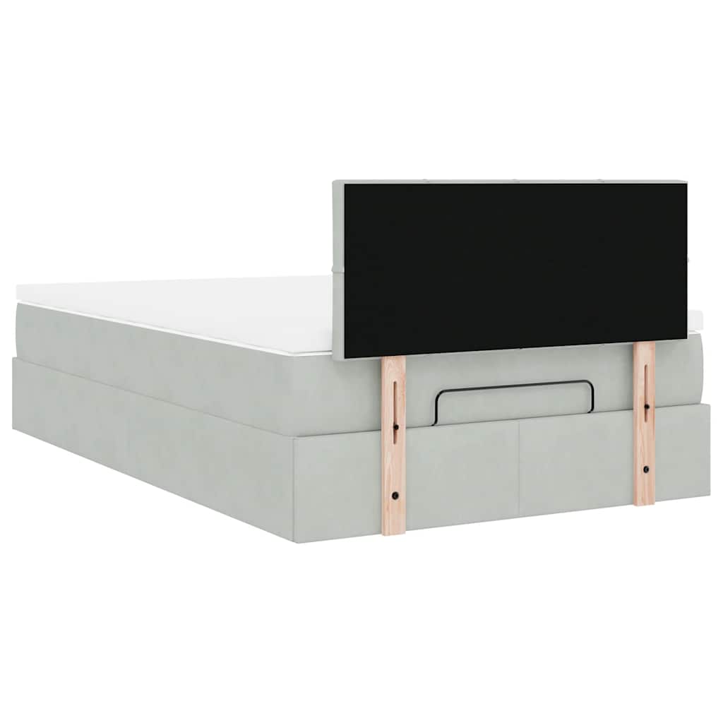Otomanski krevet s madracem i LED svijetlosivi 120x190cm baršun