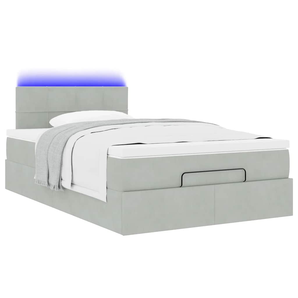 Otomanski krevet s madracem i LED svijetlosivi 120x190cm baršun