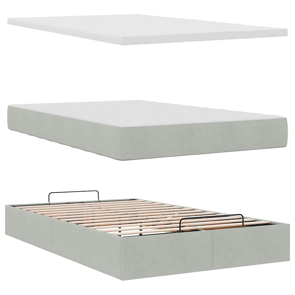 Otomanski krevet s madracem i LED svijetlosivi 120x190cm baršun