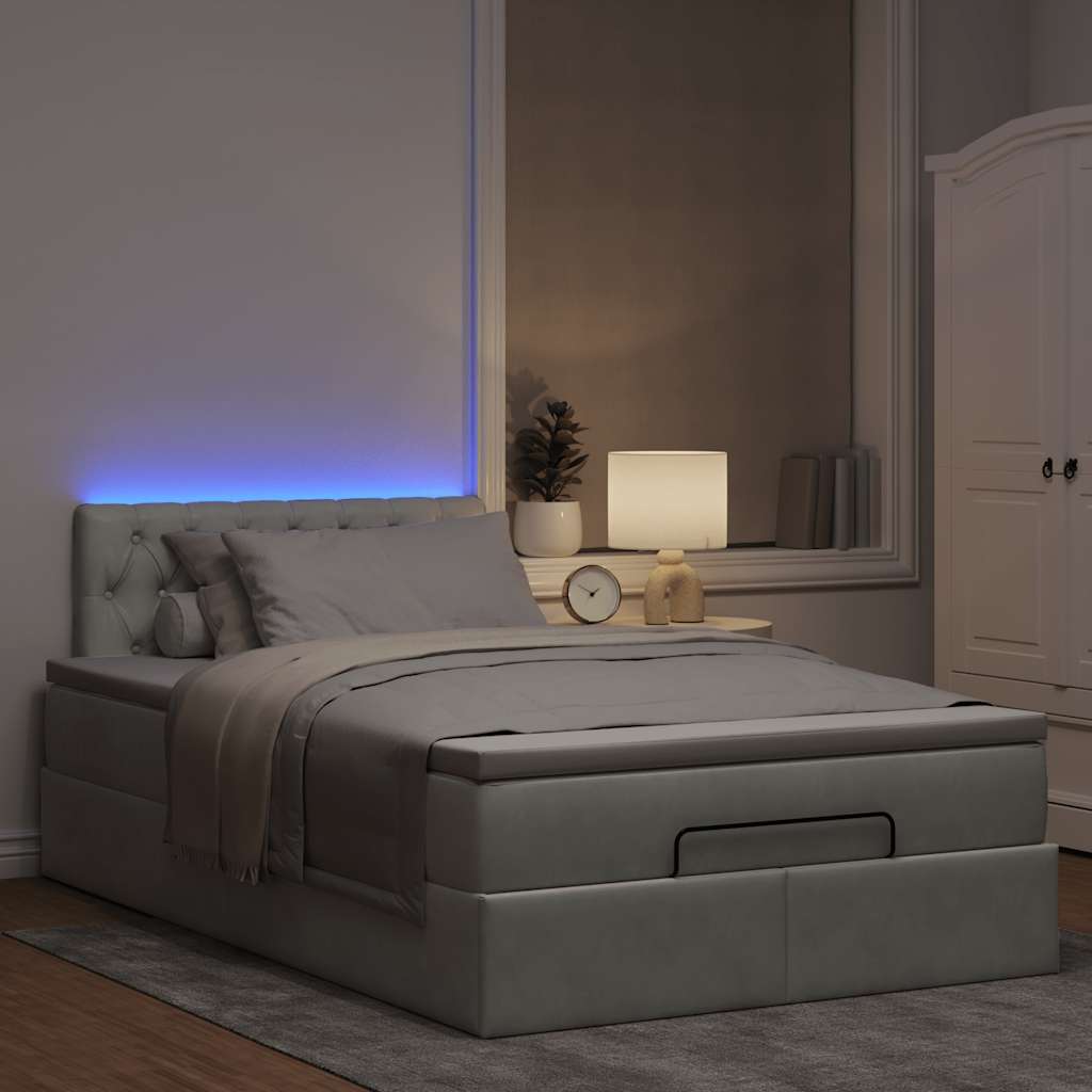 Otomanski krevet s madracem i LED svijetlosivi 120x190cm baršun