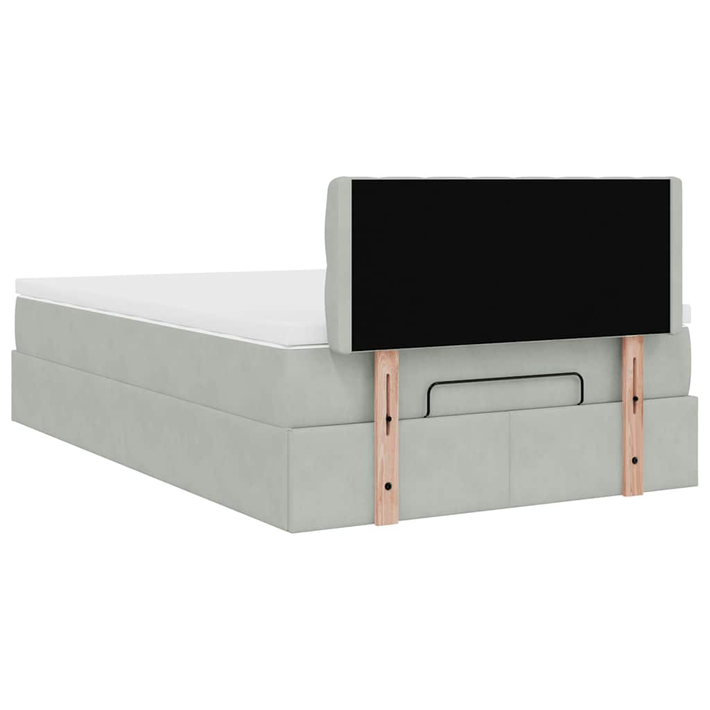 Otomanski krevet s madracem i LED svijetlosivi 120x190cm baršun