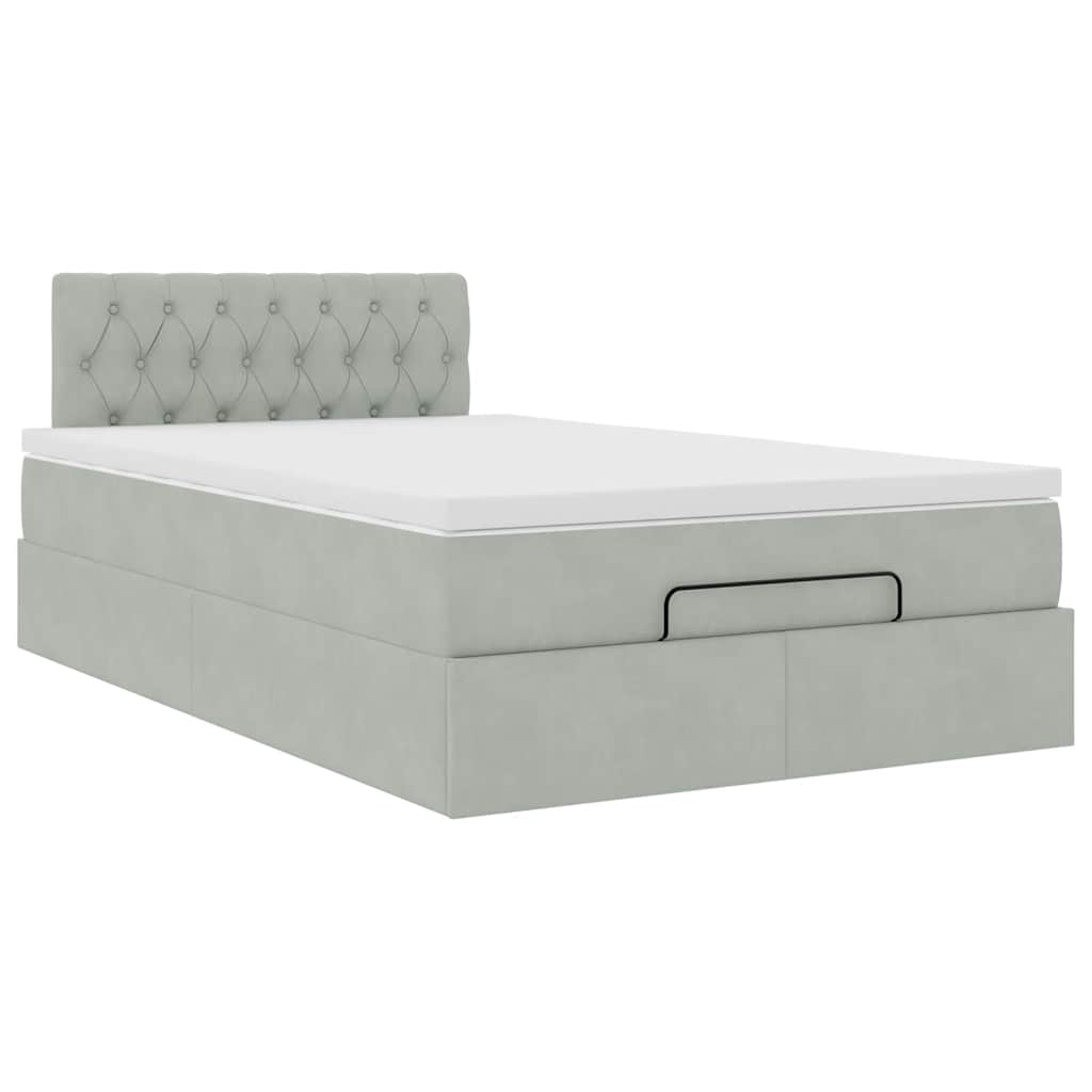 Otomanski krevet s madracem i LED svijetlosivi 120x190cm baršun