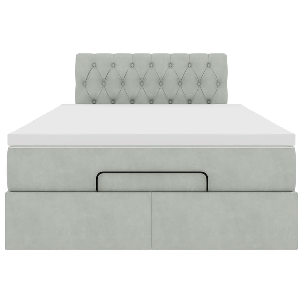 Otomanski krevet s madracem i LED svijetlosivi 120x190cm baršun