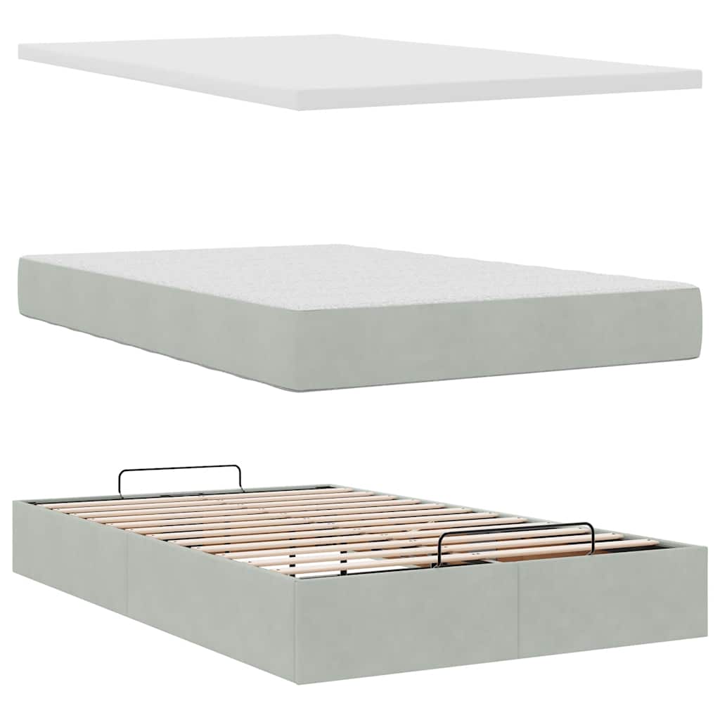 Otomanski krevet s madracem i LED svijetlosivi 120x190cm baršun