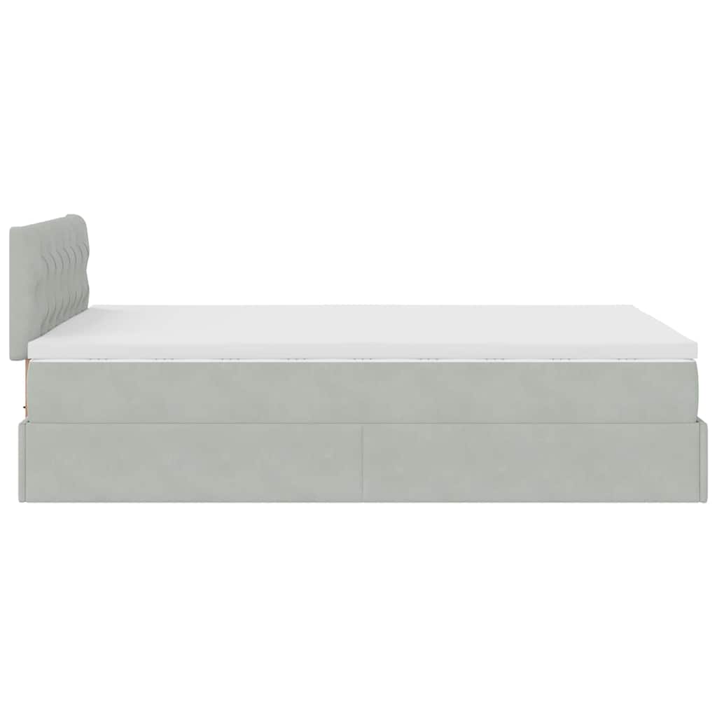 Otomanski krevet s madracem i LED svijetlosivi 120x190cm baršun