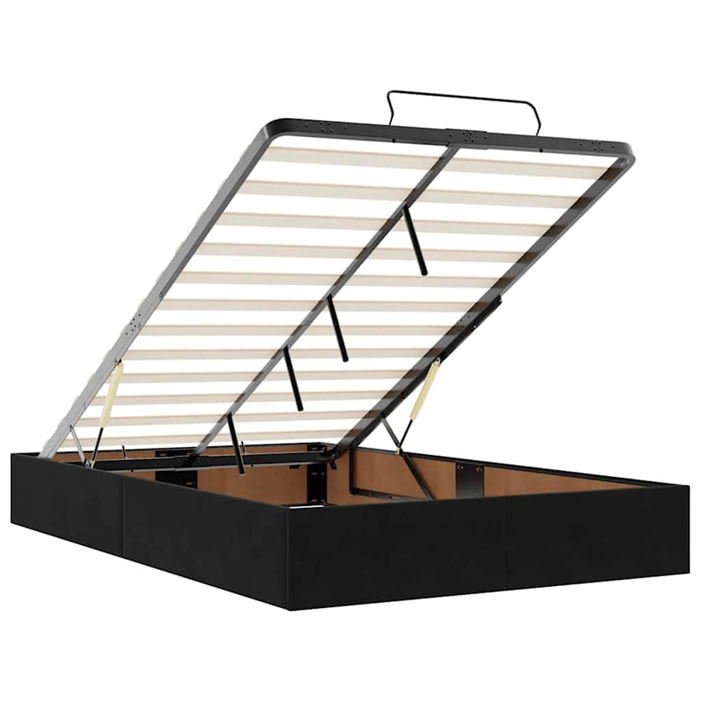 Otomanski krevet madracem i LED crna 120x190 cm baršun