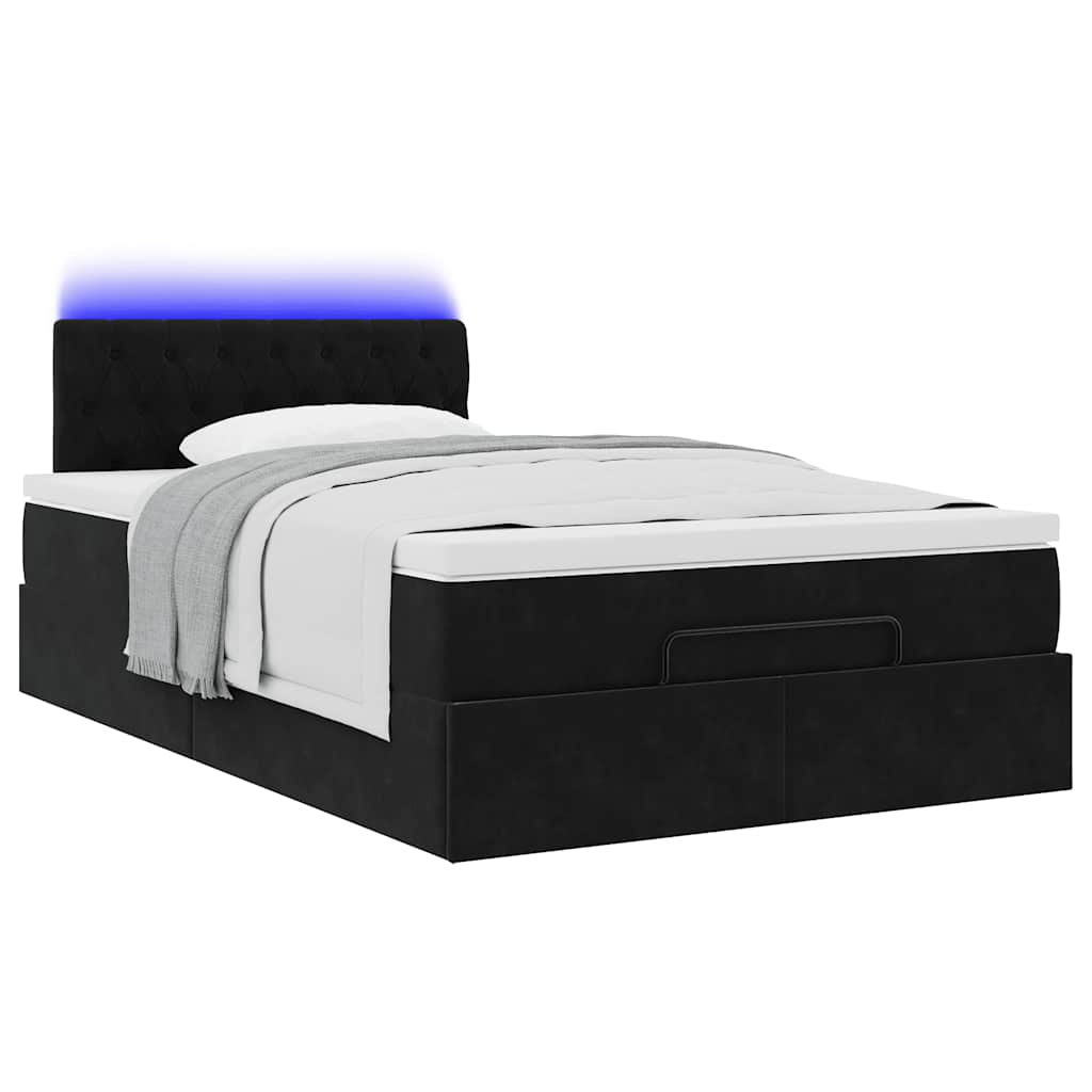 Otomanski krevet madracem i LED crna 120x190 cm baršun