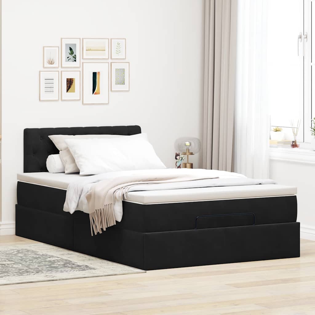Otomanski krevet s madracem&LED crni 120x200cm baršunasti