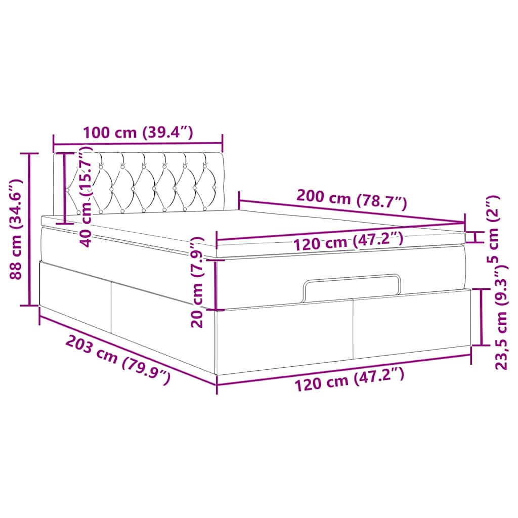 Okvir kreveta s madracem tamnoplavi 120x200 cm baršunasti