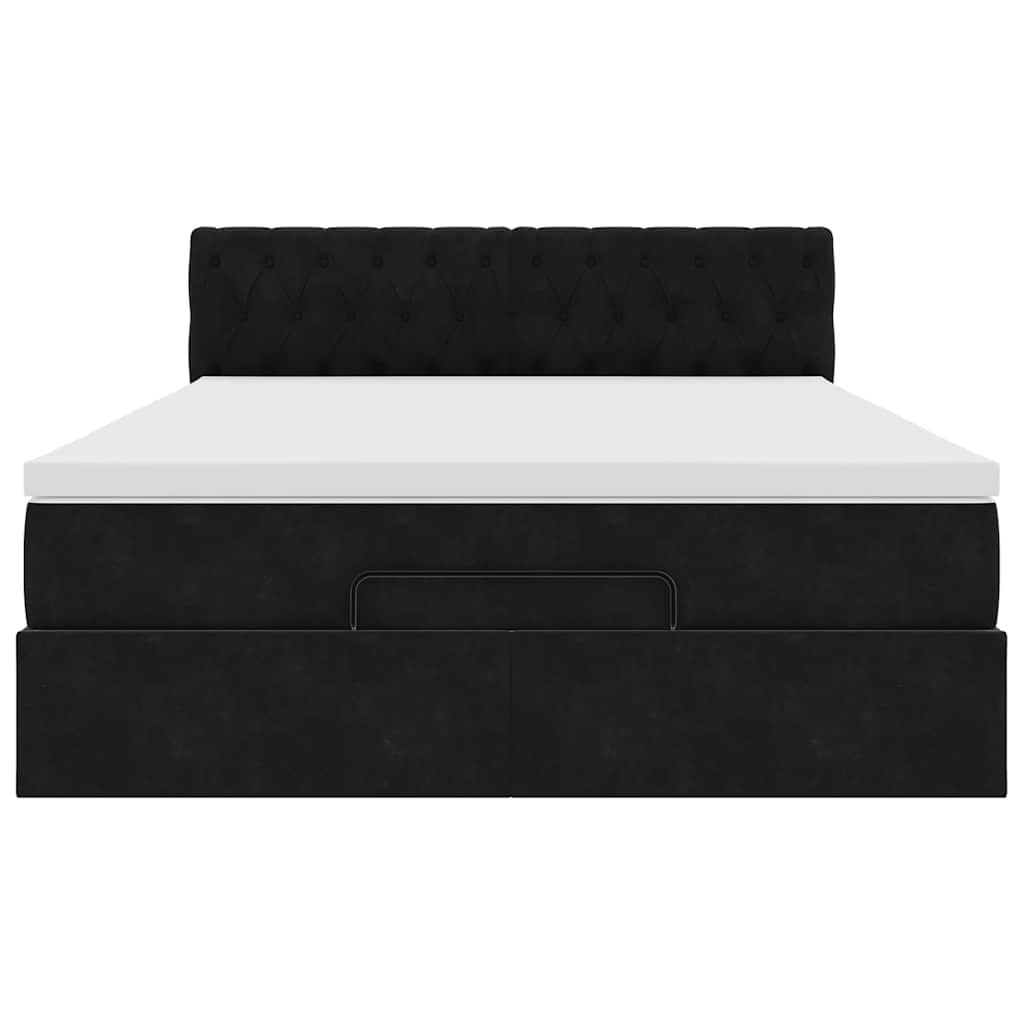 Otomanski krevet s madracem&LED crni 140x190 cm baršunasti